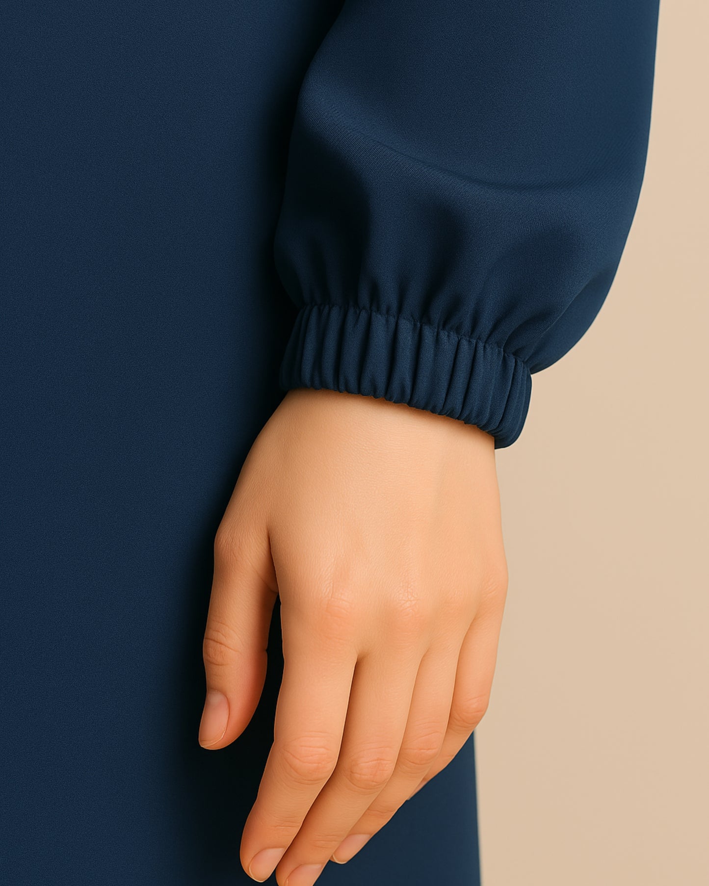 Classic Navy Nida Abaya with Upper & Chiffon Scarf