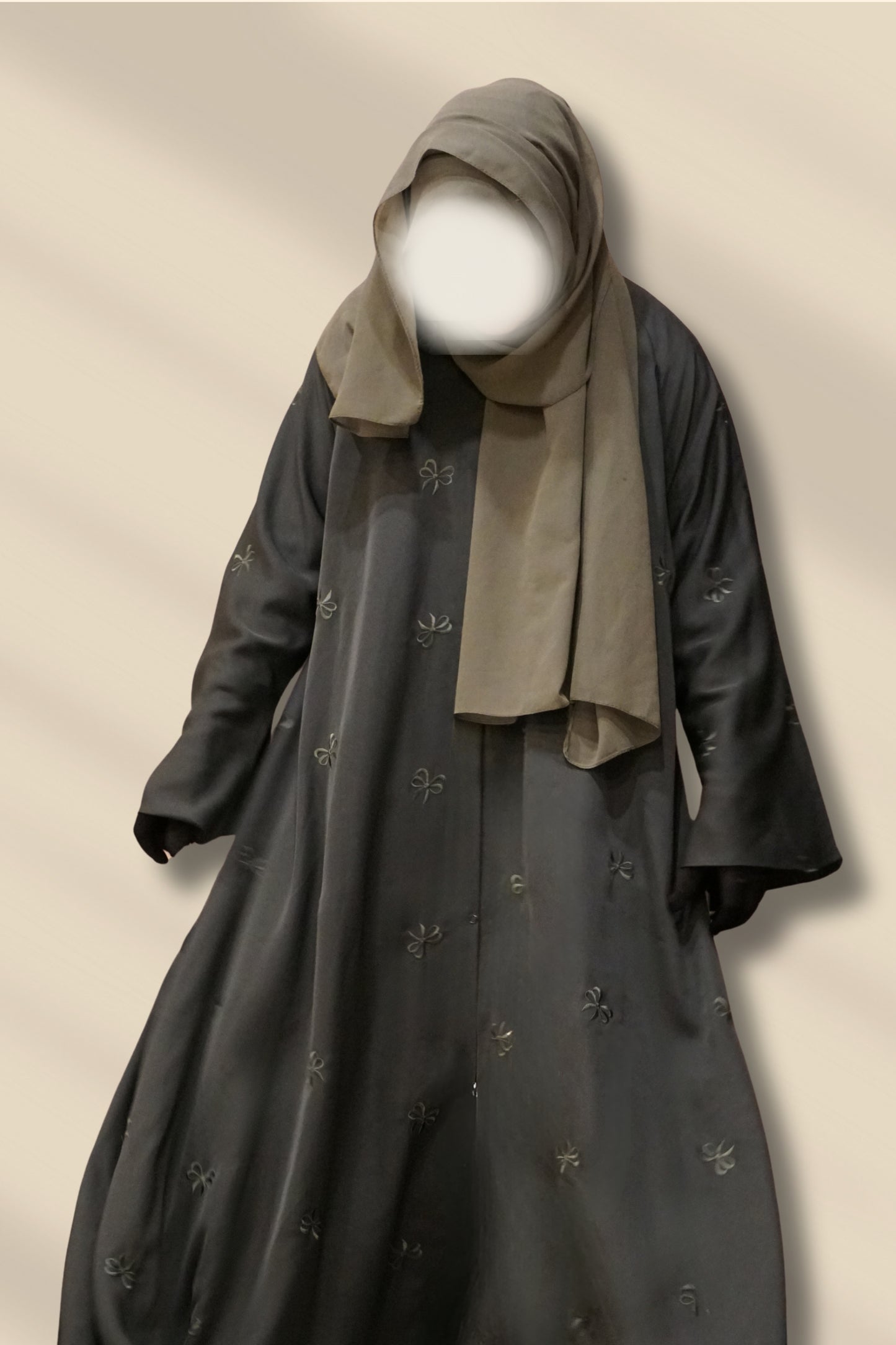 Olive Bow Embroidered Abaya