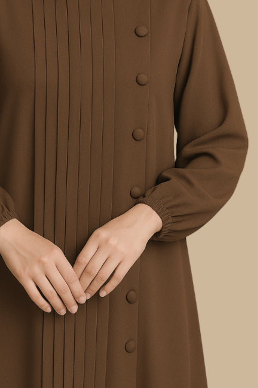Premium Pleated Mocha Brown Abaya