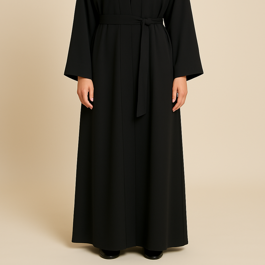 Classic Black Belted Abaya