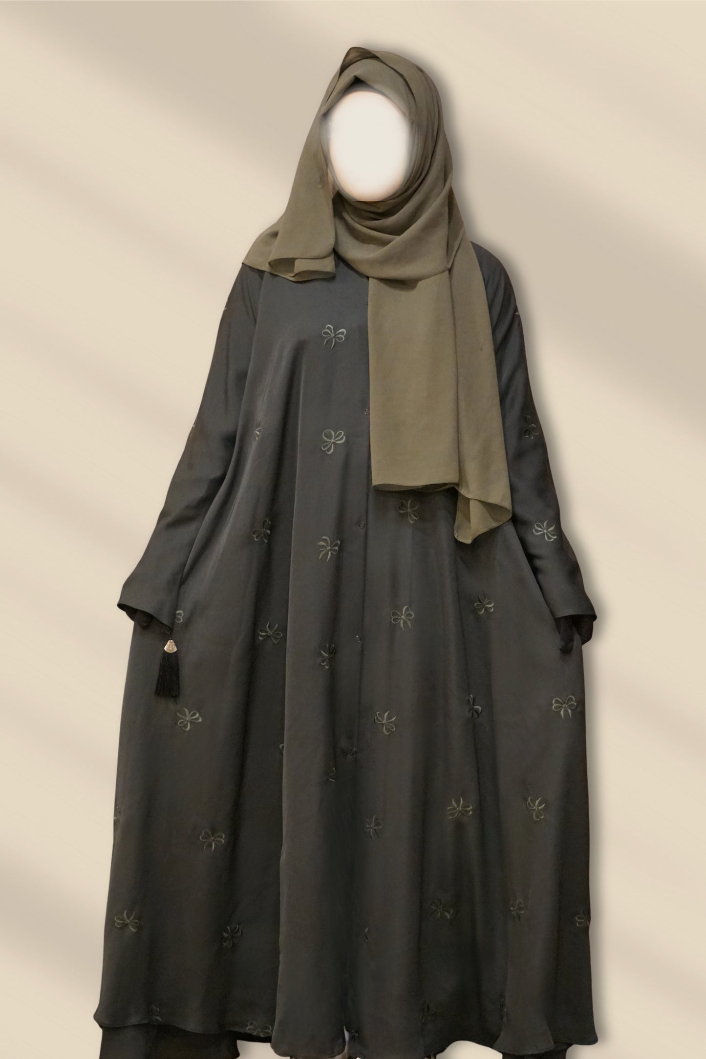 Olive Bow Embroidered Abaya