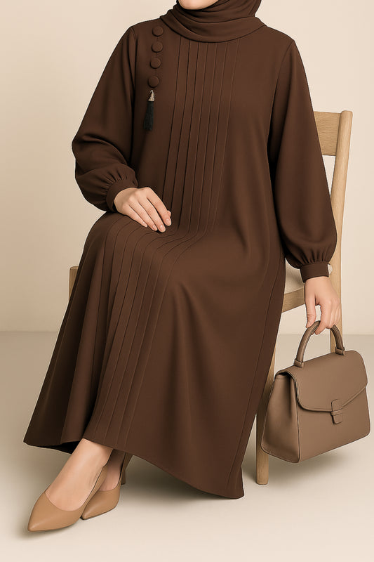 Premium Pleated Mocha Brown Abaya