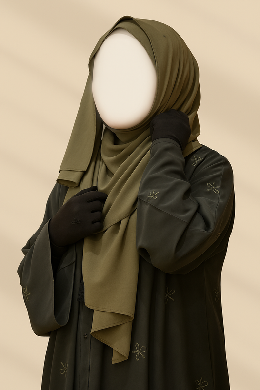 Olive Bow Embroidered Abaya