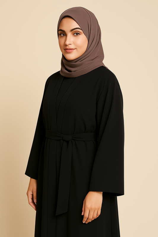 Classic Black Belted Abaya